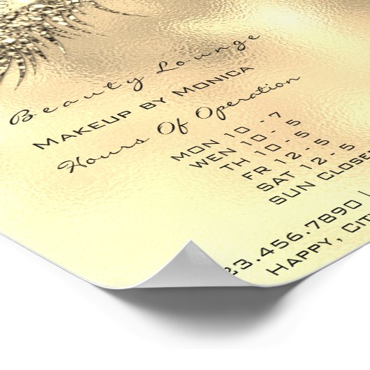 Lashes Makeup Openings Gold Salon Metall Lux Poster (Ecke)