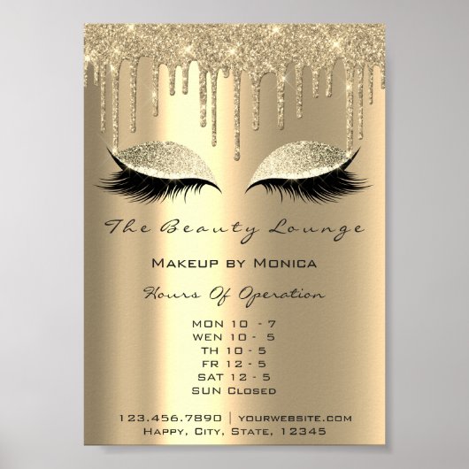 Lashes Makeup Openings Gold Salon Tropfens Park Poster (Vorne)
