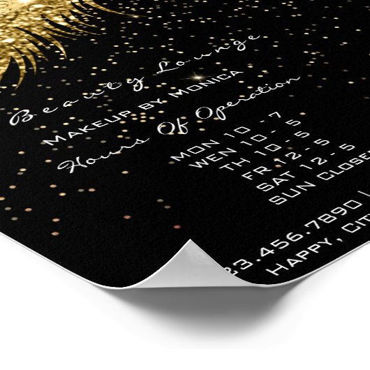 Lashes Makeup Openings Golden Confetti Black Poster (Ecke)