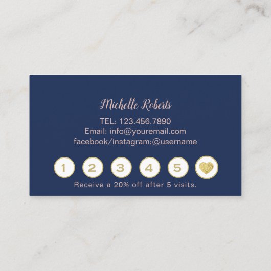 Lashes Makeup Rose Gold & Navy Loyalty Treuekarte (Rückseite)