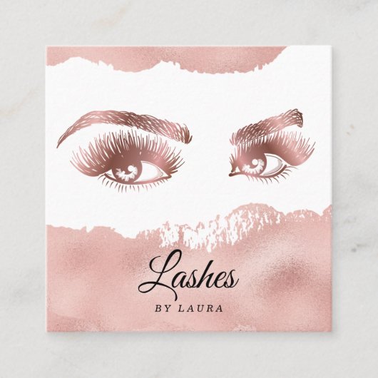 Lashes Makeup Rose Quadratische Visitenkarte (Vorderseite)