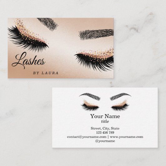 Lashes Makeup Rose Visitenkarte (Vorne/Hinten)