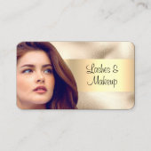 Lashes & Makeup Salon, Ihr Foto, Gold auf Gold Visitenkarte (Vorderseite)