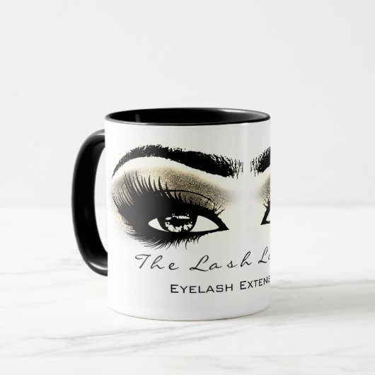 Lashes Makeup Studio Gold Eyes White Tasse (Vorderseite Links)