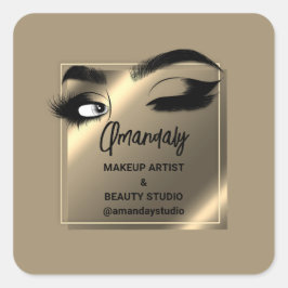 Lashes Makeuty Beauty Shop Danke Imitate Gold Quadratischer Aufkleber
