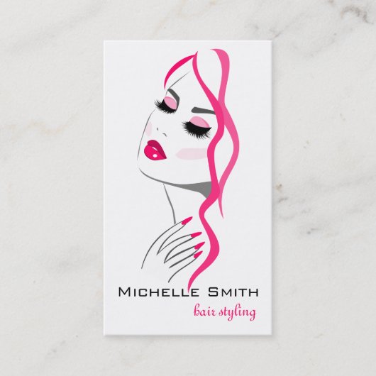 Lashes Manicure Hair Pink Girl Beauty Branding Visitenkarte (Vorderseite)