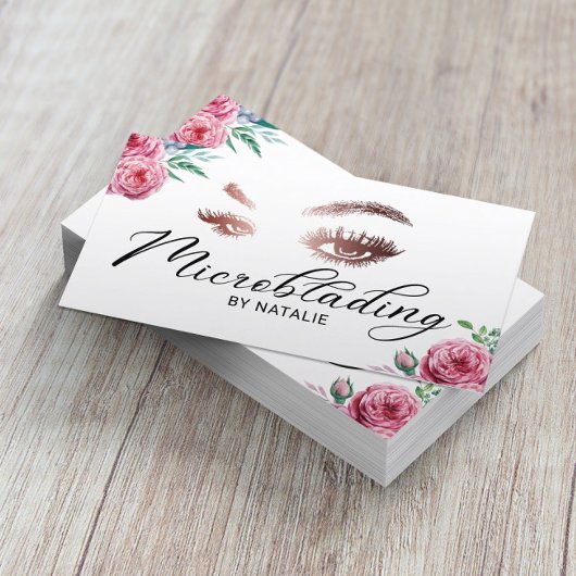 Lashes Microblading Elegant Typografie Floral Visitenkarte