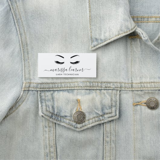 Lashes Minimalistische Schwarz-Weiß-Elegante Namensschild (Beispiel)