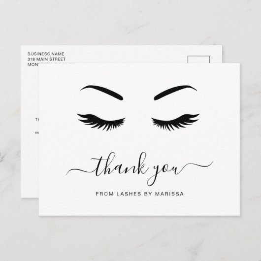 Lashes Minimalistische Schwarz-weiße Elegante Viel Postkarte (Vorne/Hinten)