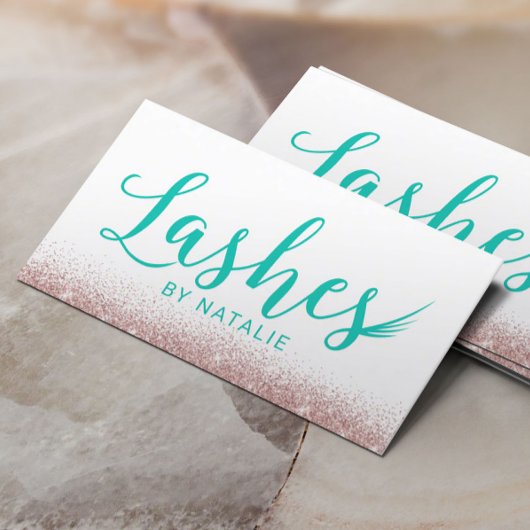 Lashes Moderne Aquamarine Typografie Eyelash Exten Visitenkarte