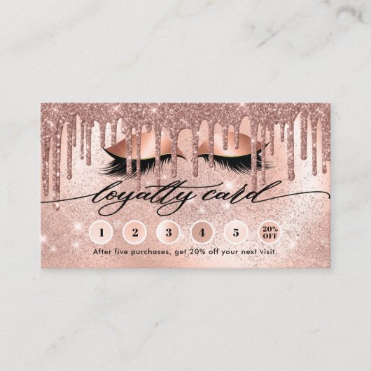 Lashes Moderne Rose Gold Treuekarte (Vorderseite)