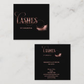 Lashes Moderne Rose Gold Typografie Makeup Artist Quadratische Visitenkarte (Vorne/Hinten)
