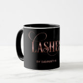 Lashes Moderne Rose Gold Typografie Makeup Artist Tasse (Vorderseite Links)
