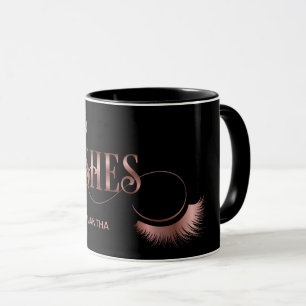 Lashes Moderne Rose Gold Typografie Makeup Artist Tasse