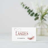 Lashes Moderne Rose Gold Typografie Makeup Artist Visitenkarte (Stehend Vorderseite)
