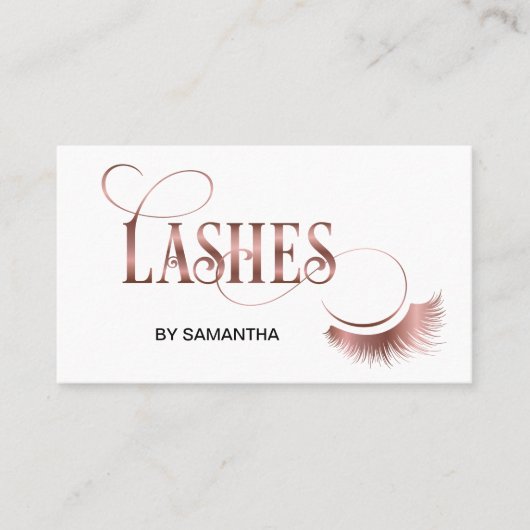 Lashes Moderne Rose Gold Typografie Makeup Artist Visitenkarte (Vorderseite)