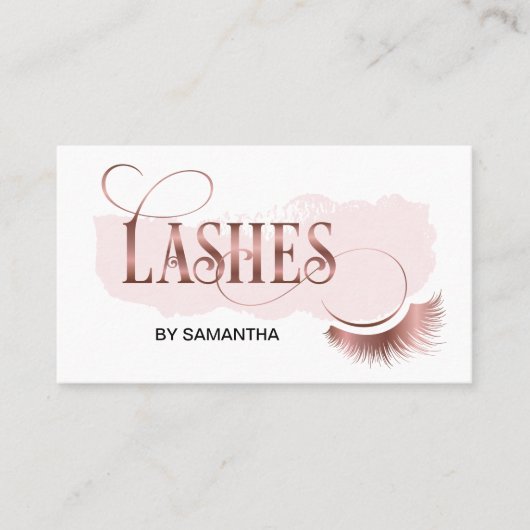Lashes Moderne Rose Gold Typografie Makeup Artist Visitenkarte (Vorderseite)
