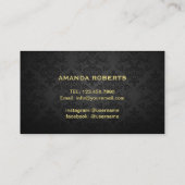 Lashes Modernes Gold Script Elegant Dark Damask Visitenkarte (Rückseite)