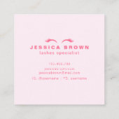 Lashes Modernes Minimalistisches Elegantes Rosa Quadratische Visitenkarte (Rückseite)