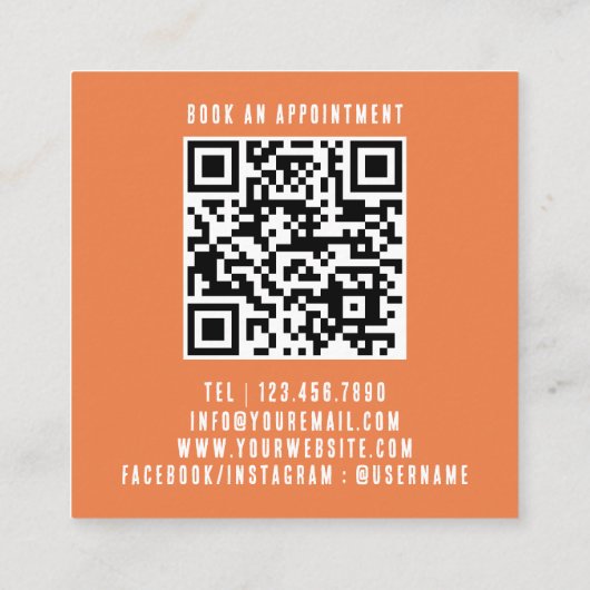 Lashes nach Beruflichem, modernen QR Code Lash Tec Quadratische Visitenkarte (Rückseite)