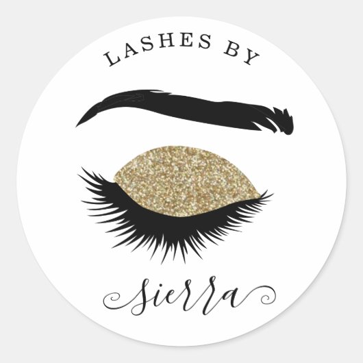 Lashes nach Gold Glitzer Classic Round Aufkleber (Vorderseite)