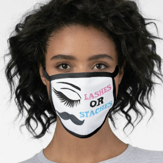 LASHES ODER STACHES GENDER REVEAL MASK WIEDERVERWE Mund-Nasen-Maske