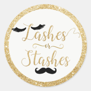 Lashes oder stashes Baby Shower Gender offenbaren Runder Aufkleber