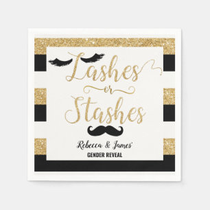 Lashes oder Stashes Gender Reveal Baby Shower Gold Serviette
