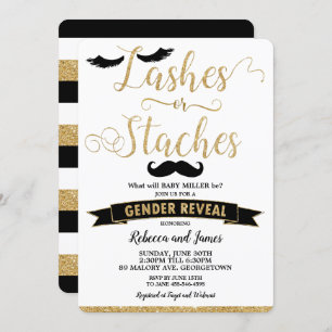 Lashes oder Stress Gender Reveal Baby Shower Gold Einladung