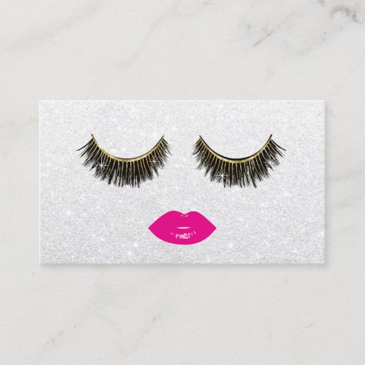 Lashes & ohrfarbene Lippen Visitenkarte (Vorderseite)