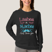 Lashes Or Staches Aunt Loves You Gender Reveal T-Shirt (Vorderseite)