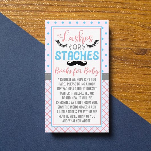 "Lashes or staches" Modernes Party zur Aufdeckung Begleitkarte