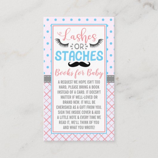 "Lashes or staches" Modernes Party zur Aufdeckung Begleitkarte (Vorderseite)