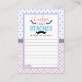 "Lashes or staches" Modernes Party zur Aufdeckung Hinweiskarte (Vorderseite)