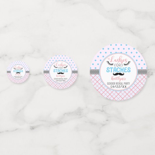 "Lashes or staches" Modernes Party zur Aufdeckung  Konfetti (Rückseiten)