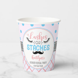 "Lashes or staches" Modernes Party zur Aufdeckung  Pappbecher