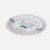 "Lashes or staches" Modernes Party zur Aufdeckung  Pappteller (Schrägansicht)