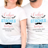 "Lashes or staches" Modernes Party zur Aufdeckung T-Shirt