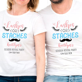 "Lashes or staches" Modernes Party zur Aufdeckung  T-Shirt