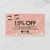 Lashes Pink Glitzer Discount Vielen Dank Visitenkarte (Vorderseite)