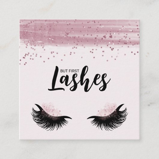 Lashes Pink Glitzer Moderner QR Code Quadratische Visitenkarte (Vorderseite)