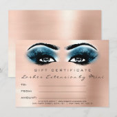 Lashes Pink Rose Blue Makeup Certificate Geschenk (Vorne/Hinten)