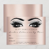Lashes Pink Rose Gray Makeup Certificate Geschenk (Vorne/Hinten)