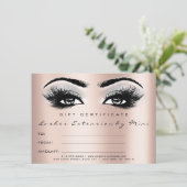 Lashes Pink Rose Gray Makeup Certificate Geschenk (Stehend Vorderseite)