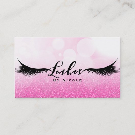 Lashes Pink Sparkle Glamour Eyelashes Makeup Visitenkarte (Vorderseite)