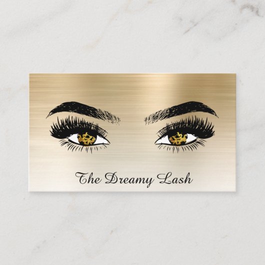 *~* Lashes QR Brows Extensions Gold Glitzer Visitenkarte (Vorderseite)