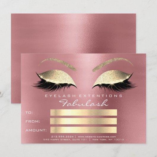 Lashes Red Bean Rose Gold Makeup Certificate Gesch (Vorne/Hinten)