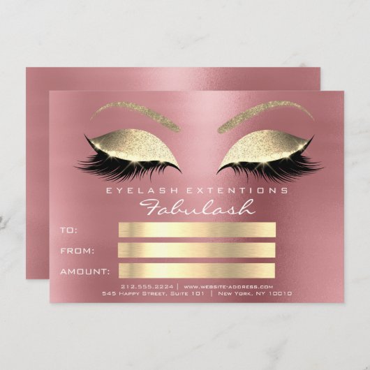 Lashes Red Bean Rose Gold Makeup Certificate Gesch (Vorne/Hinten)