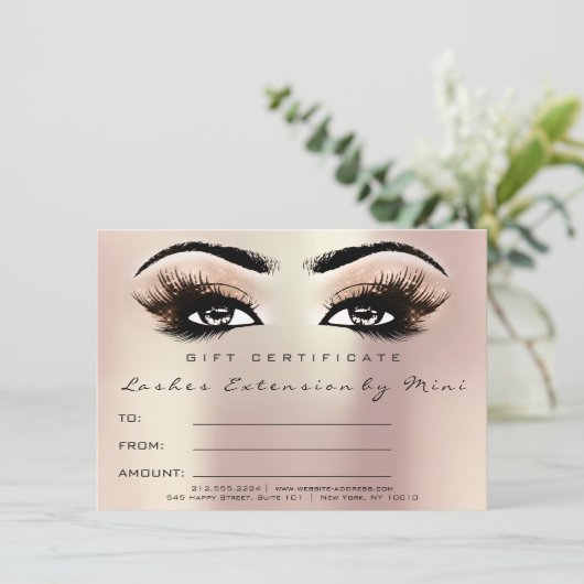 Lashes Rosa Rose Blush Makeup Zertifikat Geschenk (Stehend Vorderseite)