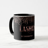 Lashes Rose Gold Typografie Makeup Artist Tasse (Vorderseite Links)